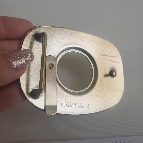 Vintage GERMAN SILVER Engraved Belt Buckle - Picture 9 of 11
